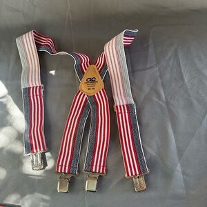 CLC Striped Suspenders custom leather craft cowhide top grain